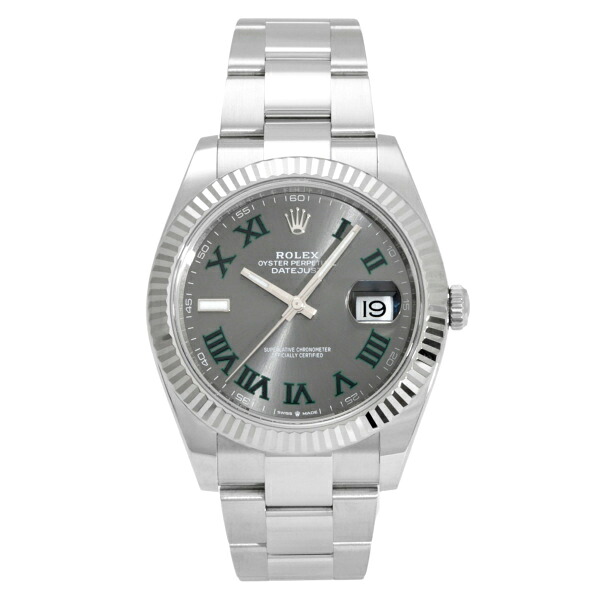 ロレックス ROLEX デイトジャスト 41 126334 スレート/グリーンローマ文字盤 中古 腕時計 メンズ｜ジェムキャッスルゆきざき