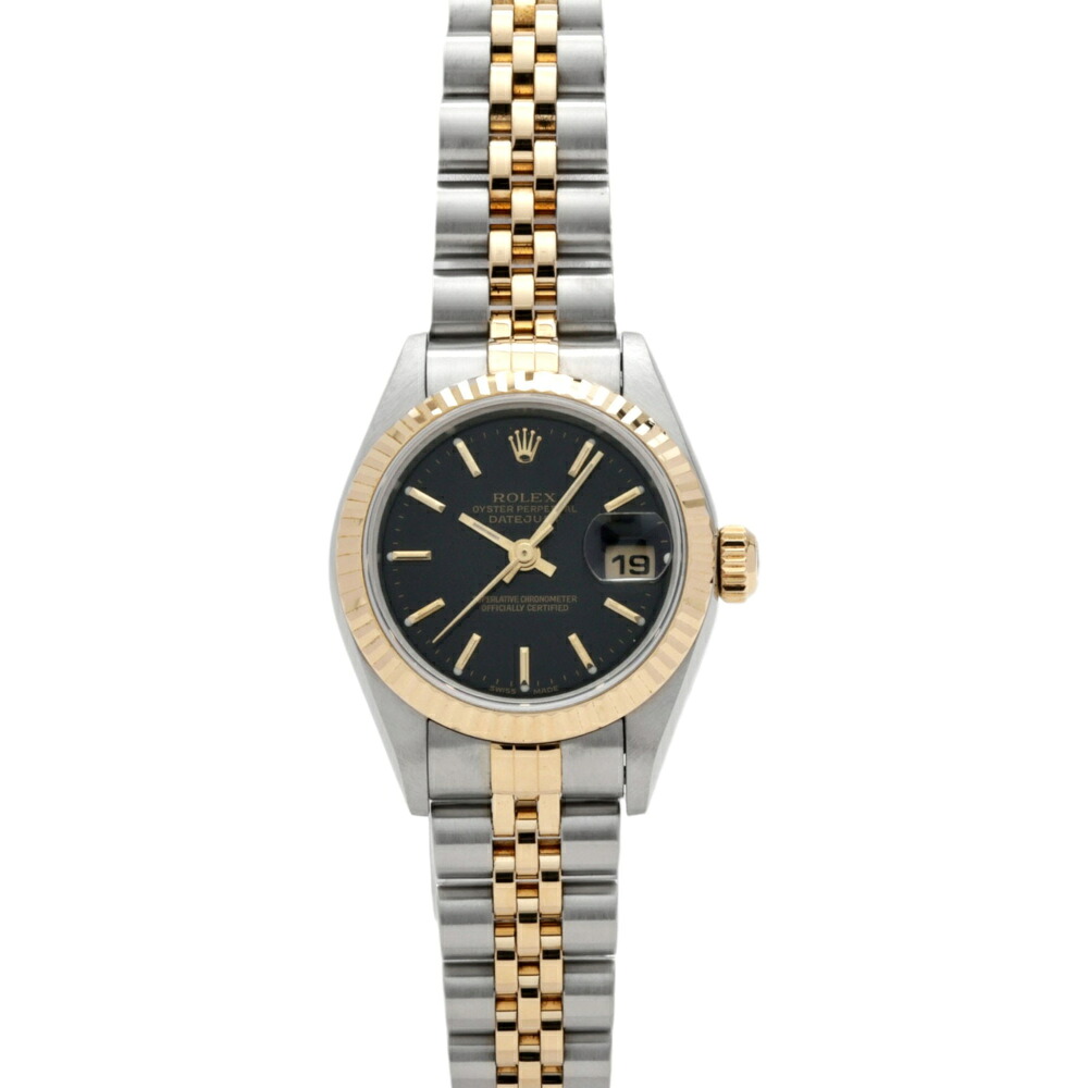 ロレックス ROLEX デイトジャスト 26 79173 ブラック/バー文字盤 中古 腕時計 レディース|ジェムキャッスルゆきざき