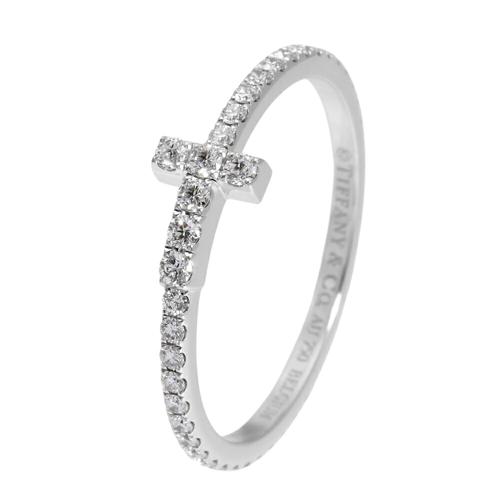 ティファニー T ダイヤモンド Tワイヤー バンドリング K18ホワイトゴールド リング 中古 Tiffany 指輪 Ring 18金 18K WG diamond USED 中古品 ブランド品 美品 送料無料 ラッピング無料｜ジェムキャッスルゆきざき