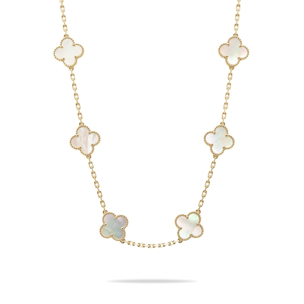ヴァンクリーフ＆アーペル ヴィンテージアルハンブラ 10モチーフ K18イエローゴールド ネックレス 未使用 Van Cleef & Arpels VCA ペンダント Necklace チェーン 18金 18K YG 送料無料 ラッピング無料 Pendant｜ジェムキャッスルゆきざき
