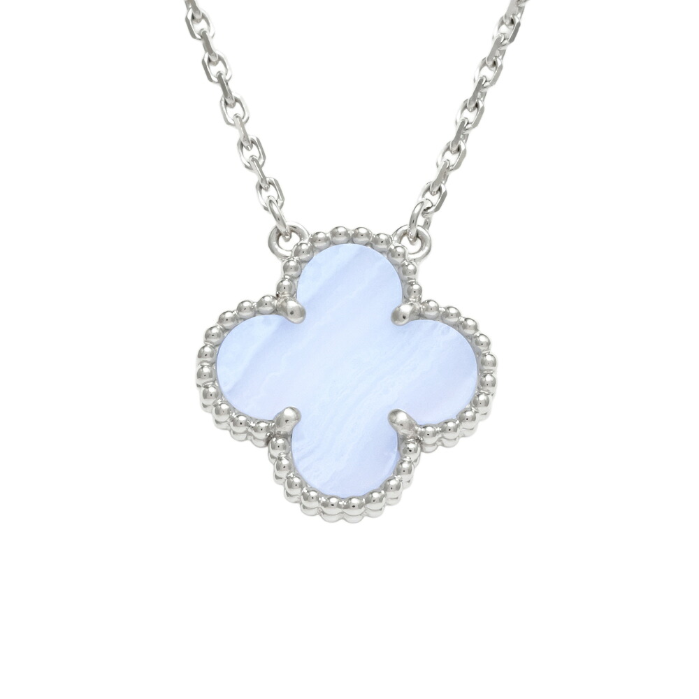 ヴァンクリーフ＆アーペル ヴィンテージアルハンブラ K18ホワイトゴールド ネックレス 中古 Van Cleef & Arpels VCA ペンダント Necklace チェーン 18金 18K WG USED 中古品 ブランド品 美品 送料無料 ラッピング無料 Pendant｜ジェムキャッスルゆきざき