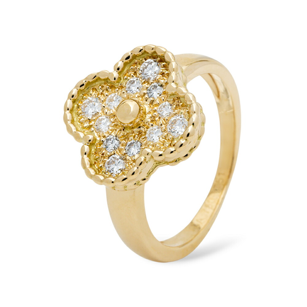 ヴァンクリーフ＆アーペル ヴィンテージアルハンブラ K18イエローゴールド リング 中古 Van Cleef & Arpels VCA 指輪 Ring 18金 18K YG USED 中古品 ブランド品 美品 送料無料 ラッピング無料｜ジェムキャッスルゆきざき