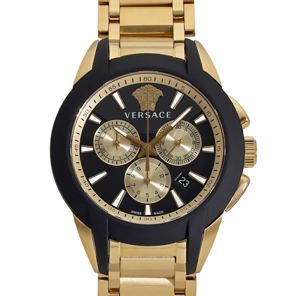 ヴェルサーチ Versace キャラクタークロノ VEM800524 黒いこと文字記号盤 新品 ウオッチ メンズ