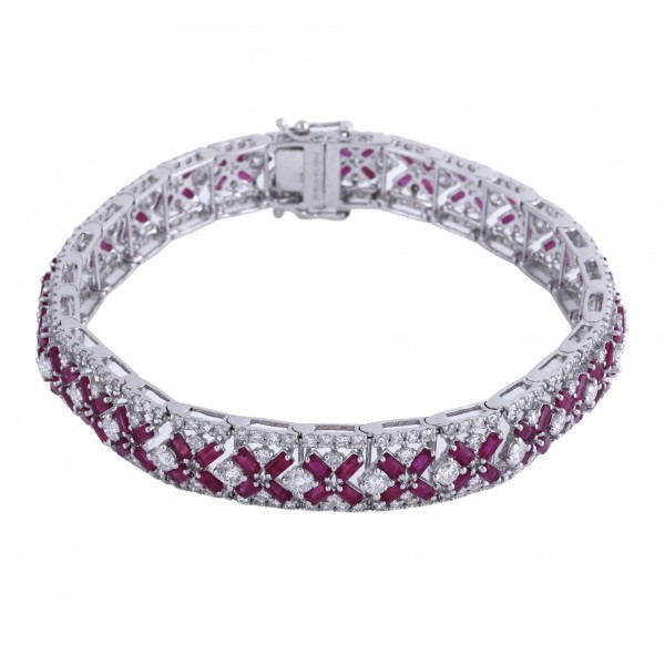 楽天市場】K18ホワイトゴールド ルビー ダイヤモンド ブレスレット