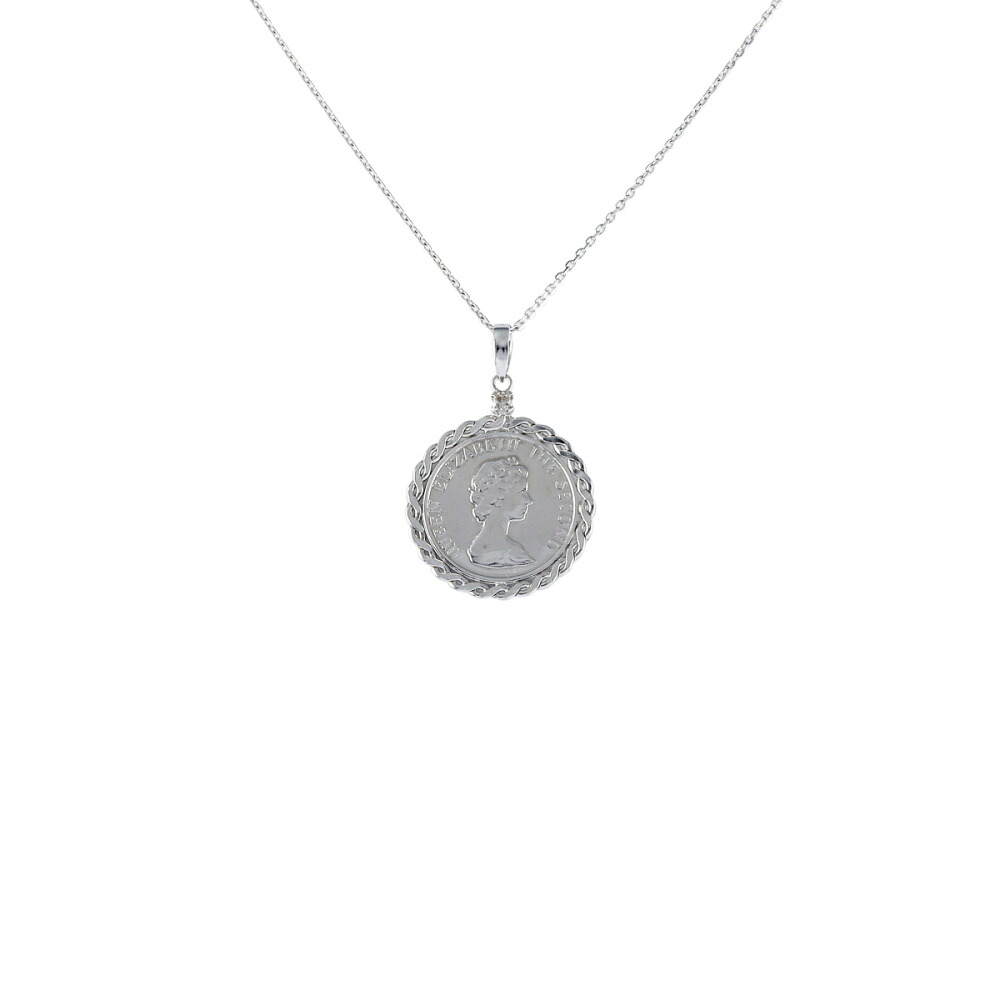 K18ホワイトゴールド ダイヤモンド コイン ネックレス 59,400円