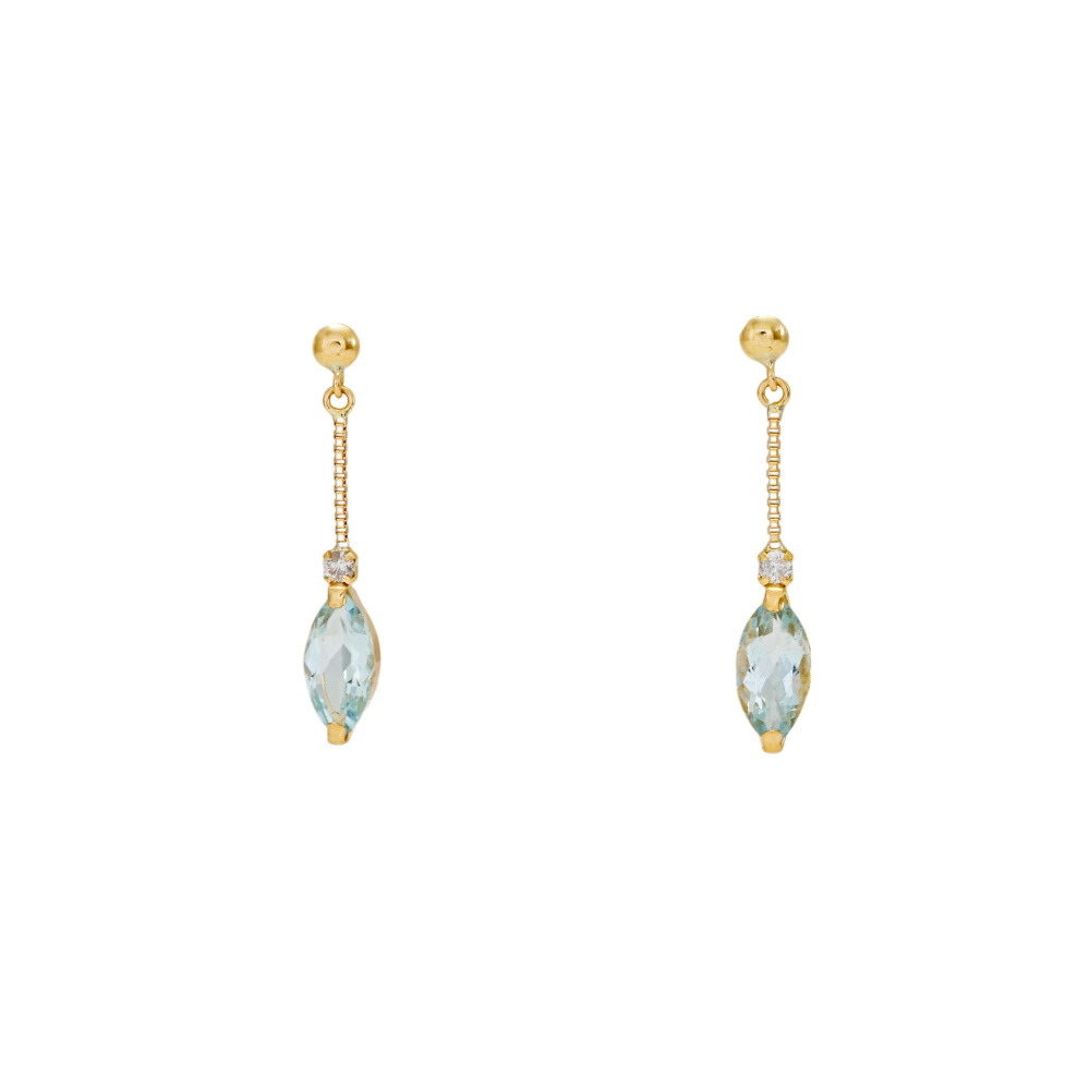 K18イエローゴールド アクアマリン ダイヤモンド ピアス|ジェムキャッスルゆきざき