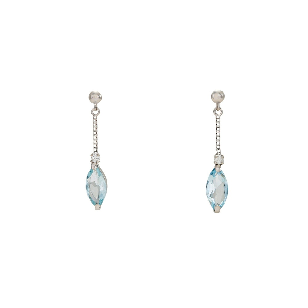 K18ホワイトゴールド アクアマリン ダイヤモンド ピアス