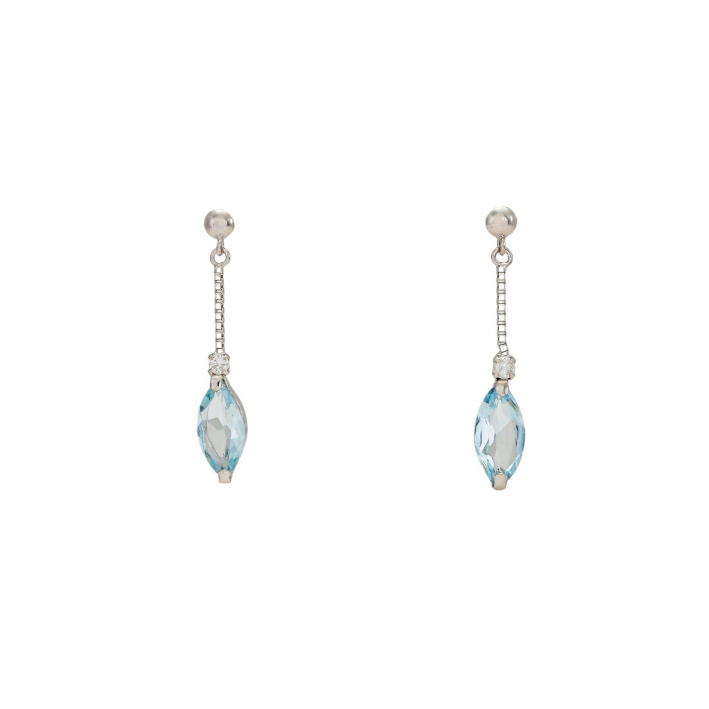 K18ホワイトゴールド アクアマリン ダイヤモンド ピアス｜ジェムキャッスルゆきざき 28,600円