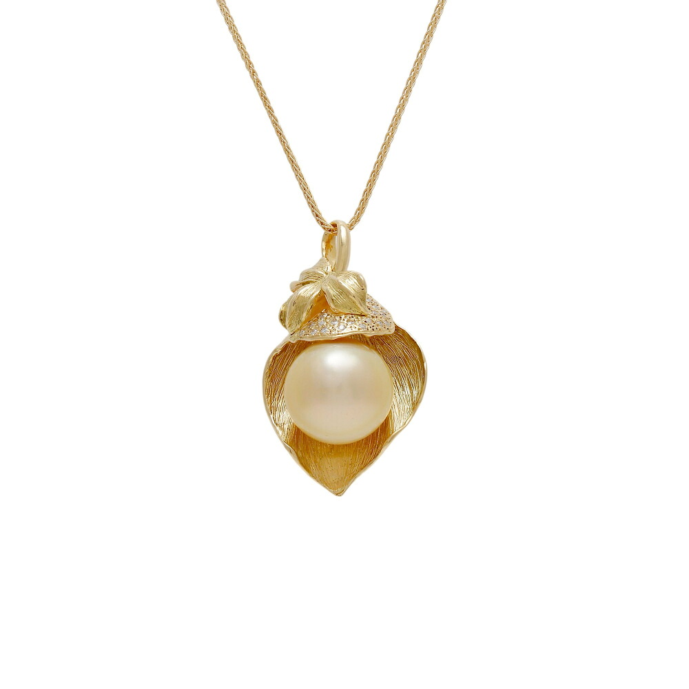 K18イエローゴールド パール ダイヤモンド ネックレス ペンダント Necklace チェーン 18金 18K YG diamond 送料無料 ラッピング無料｜ジェムキャッスルゆきざき