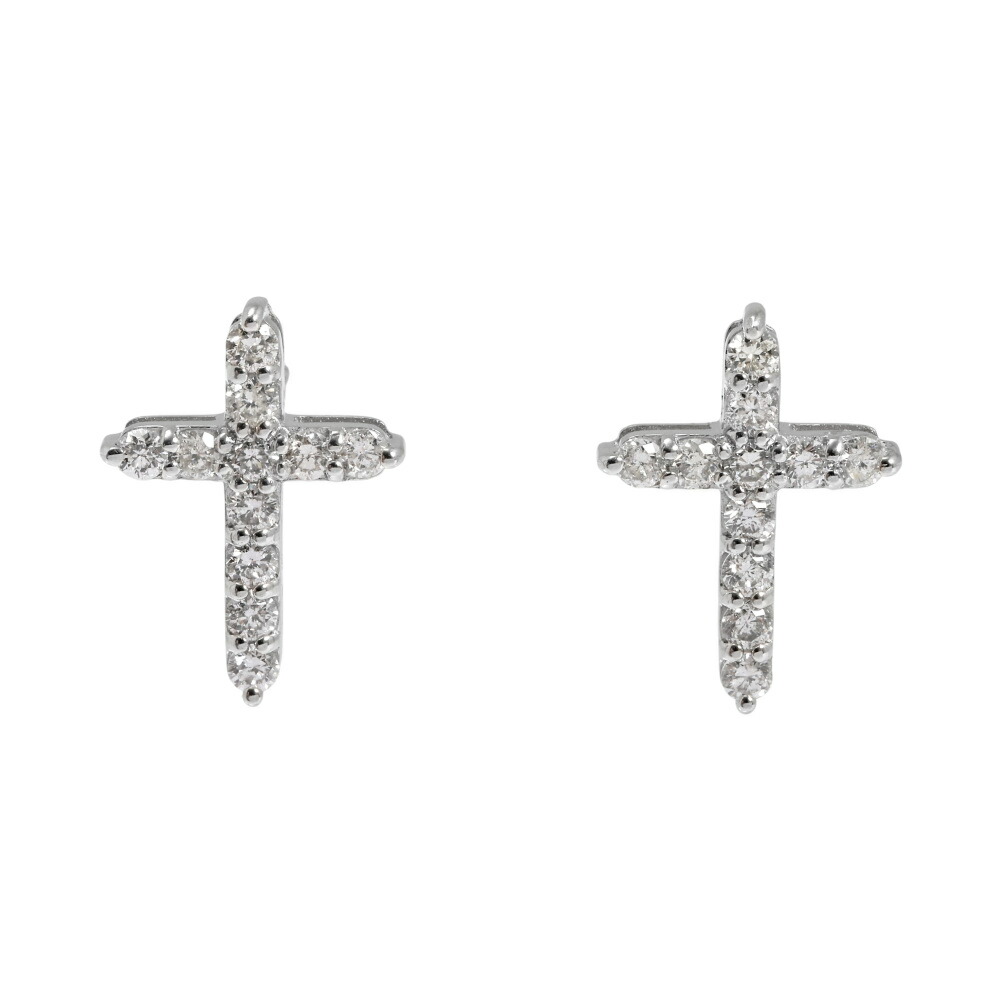 プラチナ900 ダイヤモンド クロス ピアス