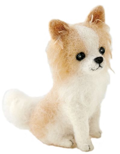 羊毛フェルト　ロングコートチワワ 羊毛フェルト 犬 チワワ ロングコートシロ
