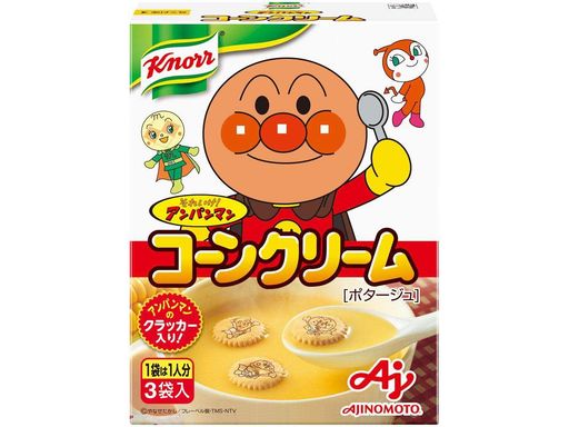 クノールそれいけ!アンパンマンスープコーンクリームキャラクラッカー入り3食入箱x6味の素野菜スープインスタント即席常備食画像