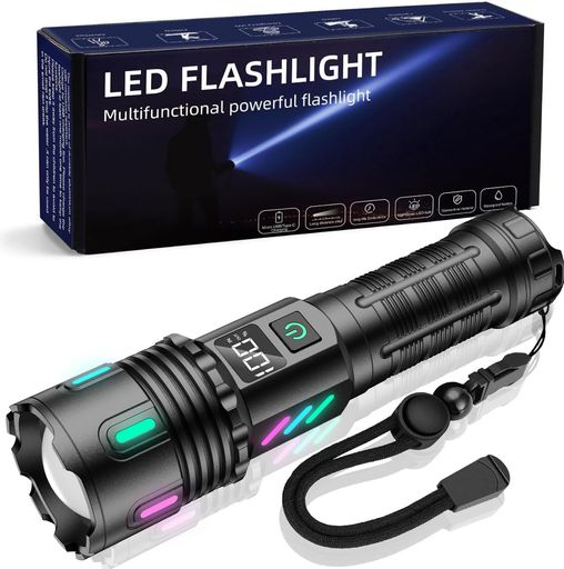 楽天市場】120000ルーメンのLED懐中電灯ハンドランプ、USB充電式