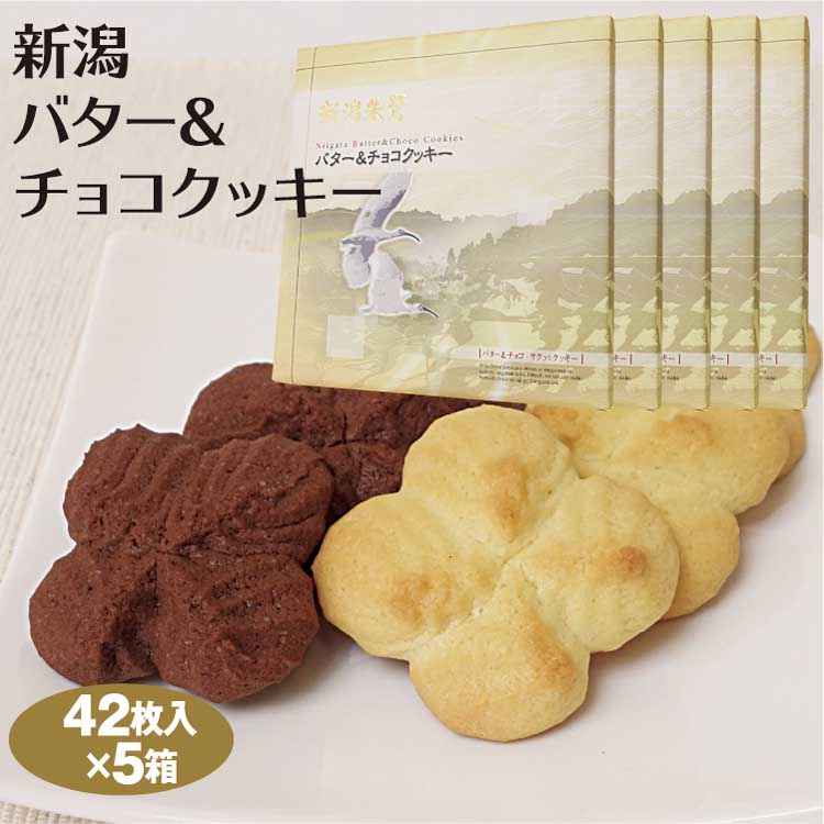 新潟 お土産 新潟バター チョコクッキー 42枚 5箱 新潟みやげ おみやげ 朱鷺 トキ 夢えちご 2種類の味が楽しめるお徳用クッキー 大豆を含む 国内製造 Painandsleepcenter Com