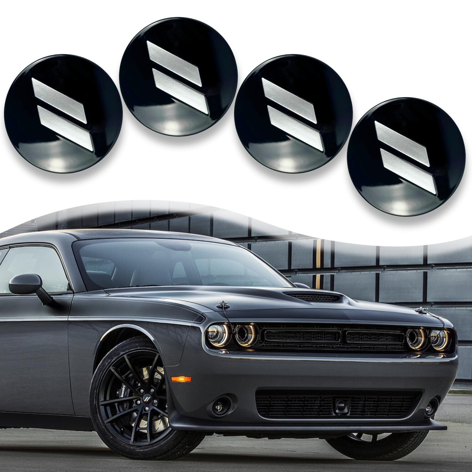 63/2.5in スラッシュホイールセンターキャップカバー ハャップ 胸章 胸章刈り込み       /     (しろがね色スラッシュ)に相応う