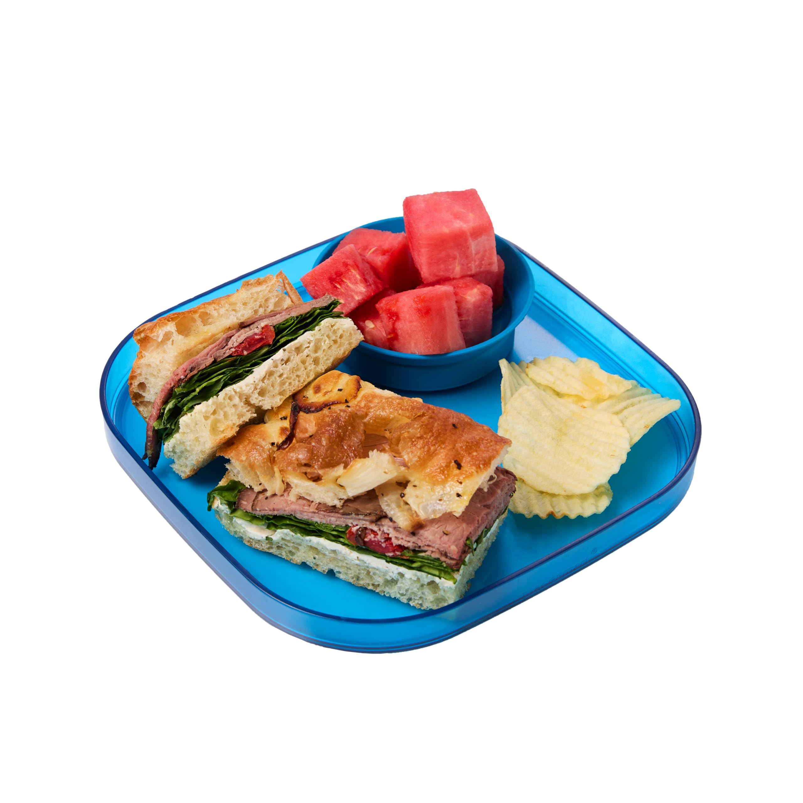 ディップウェア ディナープレート 折りたたみ式取り外し可能なディップボウル付き 食事や前菜用 再利用可能なサービングプレート 多目的ボウル付き 半透明オーシャン｜ゆめのマルシェ企画
