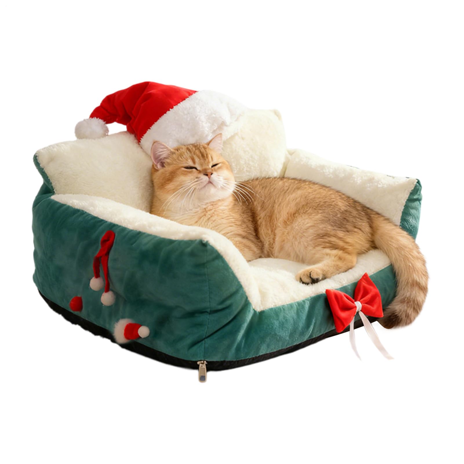 クリスマス 愛玩動物臥榻 猫用 寝いす臥榻 サンタかぶり笠付き添い人 冬用 座蒲団 ふわふわ 生あたたかい 防寒 あったか 室内用 愛玩動物寝いす キャットベッド 洗える 今めかしい 愛くるしげ ねこ用 猫グッズ 差し上げ物 差し上げ物 差し上げ物