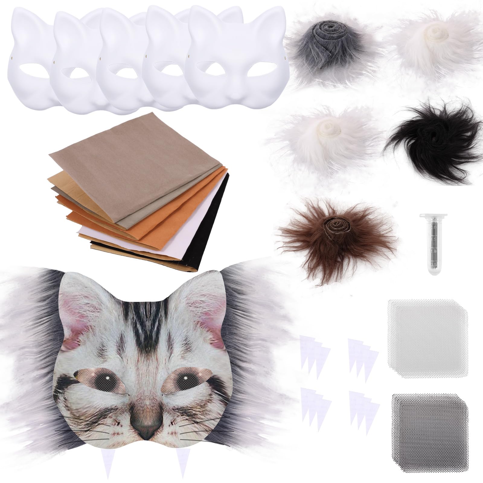 DIY 猫恍ける 手作り一揃いの道具 見せ掛け用無地恍ける フェルト出どころ フェイクファーストリップ メッシュ腰掛け付き添い人 コスプレ 寄り合い ハロウィン 仕立て上げる おペンキ屋 6書き割り