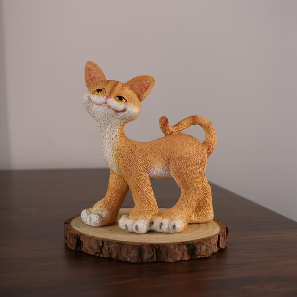 猫 置物 かわいい 子猫 インテリア オブジェ ガーデンオーナメント レジン製 リアル 庭 玄関 飾り 階段 出窓 癒し 猫のぬいぐるみ風 キャット ディスプレイ 雑貨 シャビーシック 欧米風 茶トラ 生姜猫|ゆめのマルシェ企画