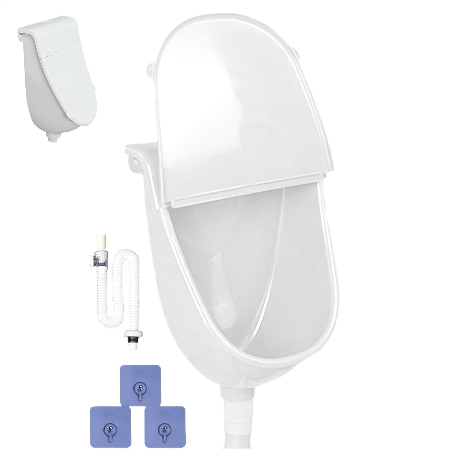 壁掛け式小便器 ポータブル 簡易小便器 軽量 コンパクト 設置簡単 省スペース トイレ 介護 キャンプ アウトドア ガーデン ガレージ 室内用 尿器 排水ホース付き 衛生設計 掃除しやすい 衛生的 ホワイト｜ゆめのマルシェ企画