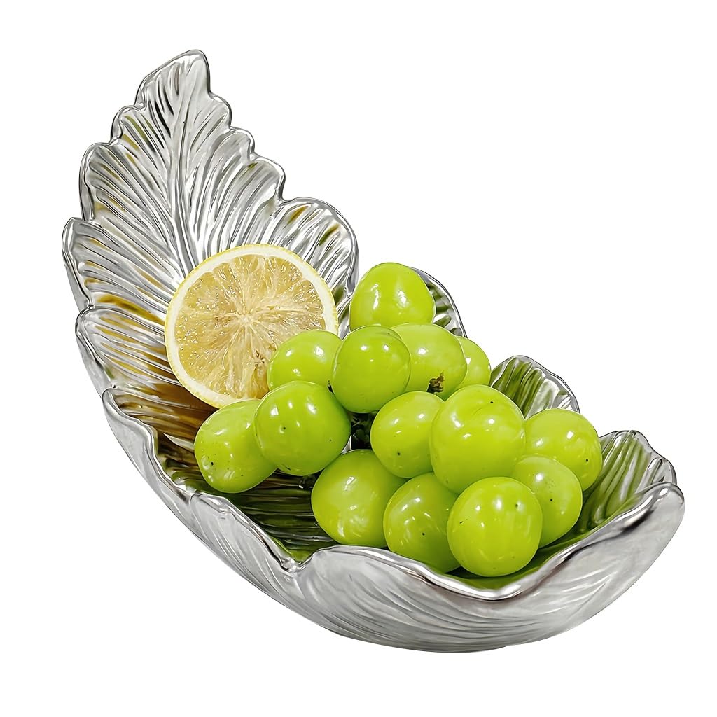 御前上等感 陶芸 フルーツどんぶり鉢 岩礁 木の葉 画題 フルーツ皿 お菓子器 果物かご しろがね色 北欧風 瀬戸もの お盆 小入れもの 宝飾品 お盆 鍵置き 部屋の入り口 納める 室内装飾 飾りつけ皿 速見表座標 雅びやか 雅びやか 恒星日