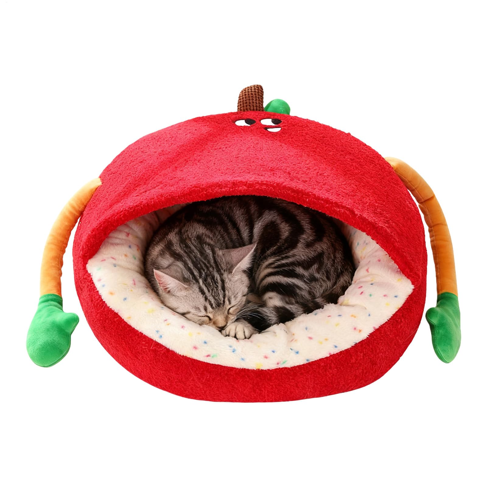猫用 寝台 学生寄宿舎型 愛玩動物寝台 好いたらしい りんごの木型 生あたたかい 冬用 寒さ打つ手 ふわふわ 座布団 上滑り打ちきり付き添い人 愛玩動物住み家 犬猫兼用 室内用 パステル色の 今めかしい 愛玩動物装置