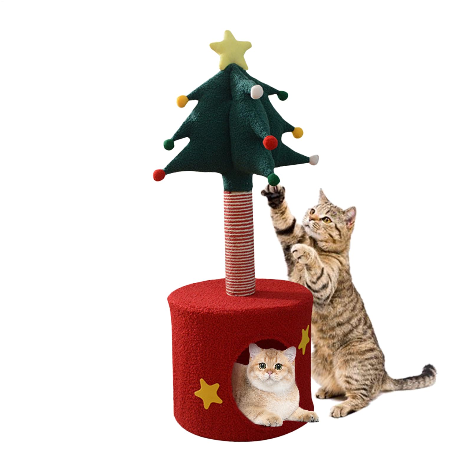 クリスマスツリー型 猫ハウス キャットタワー 爪とぎポール付き ベッド 隠れ家 おもちゃ 猫用品 インテリア｜ゆめのマルシェ企画