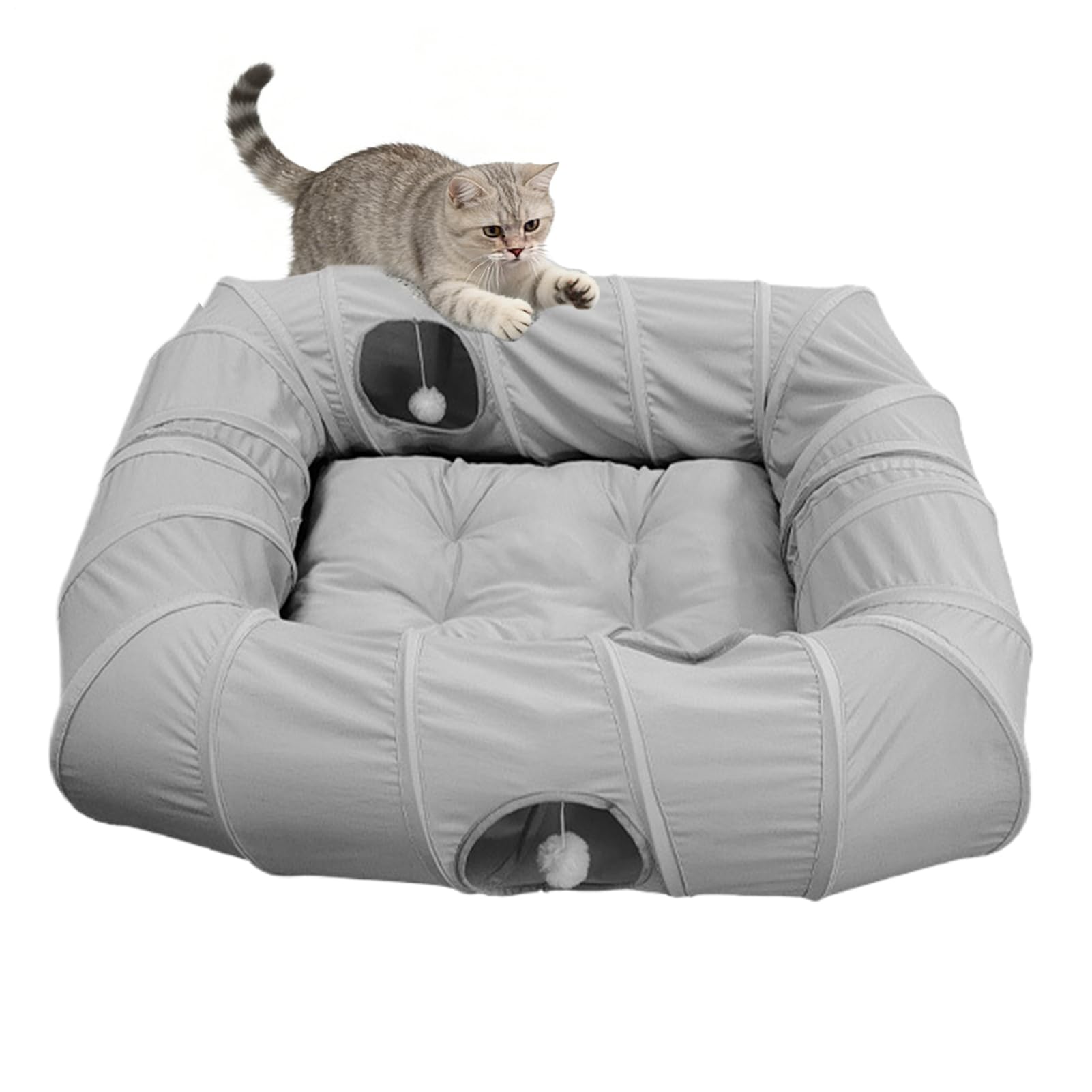 キャットトンネル 臥榻 猫用 愛玩動物臥榻 猫 水平坑 棲み家 矩形 2way 爪とぎ 運動すること不完全さ切り上げる 緊迫状態切り上げる 通気性 洗える 座布団付き添い人 折りたたみ 納める助けになる 室内用