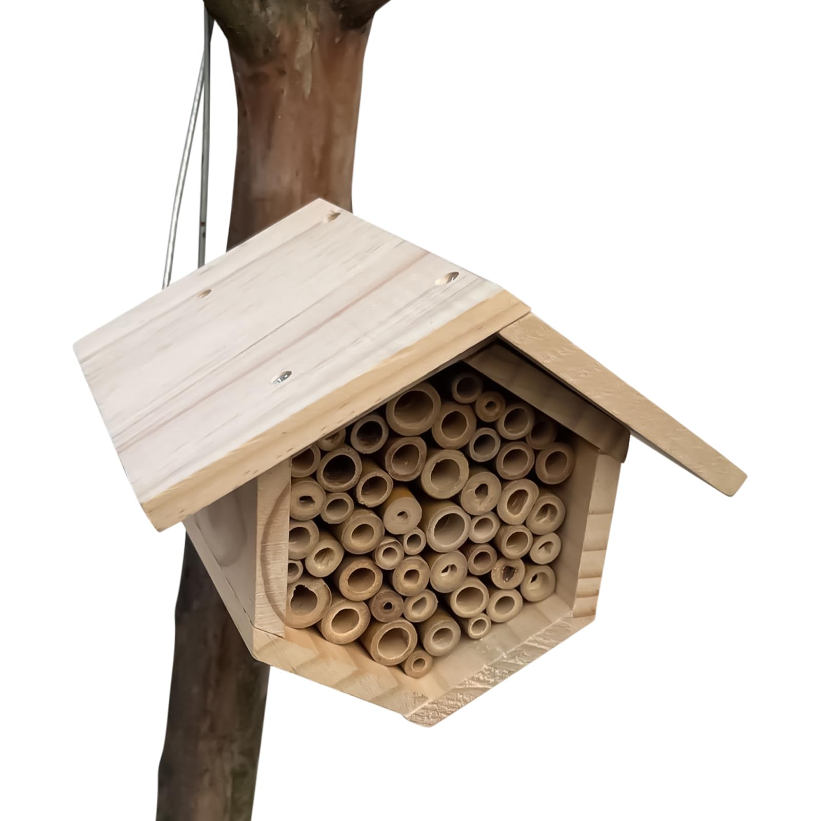 木製 蜜蜂用 鳥小屋 虫けら泊まり バンブーチューブ 見ること用 庭 ガーデニング 授粉 虫けらの駆け込み寺 気取らない周囲の状況 保護すること 巣箱 箱型