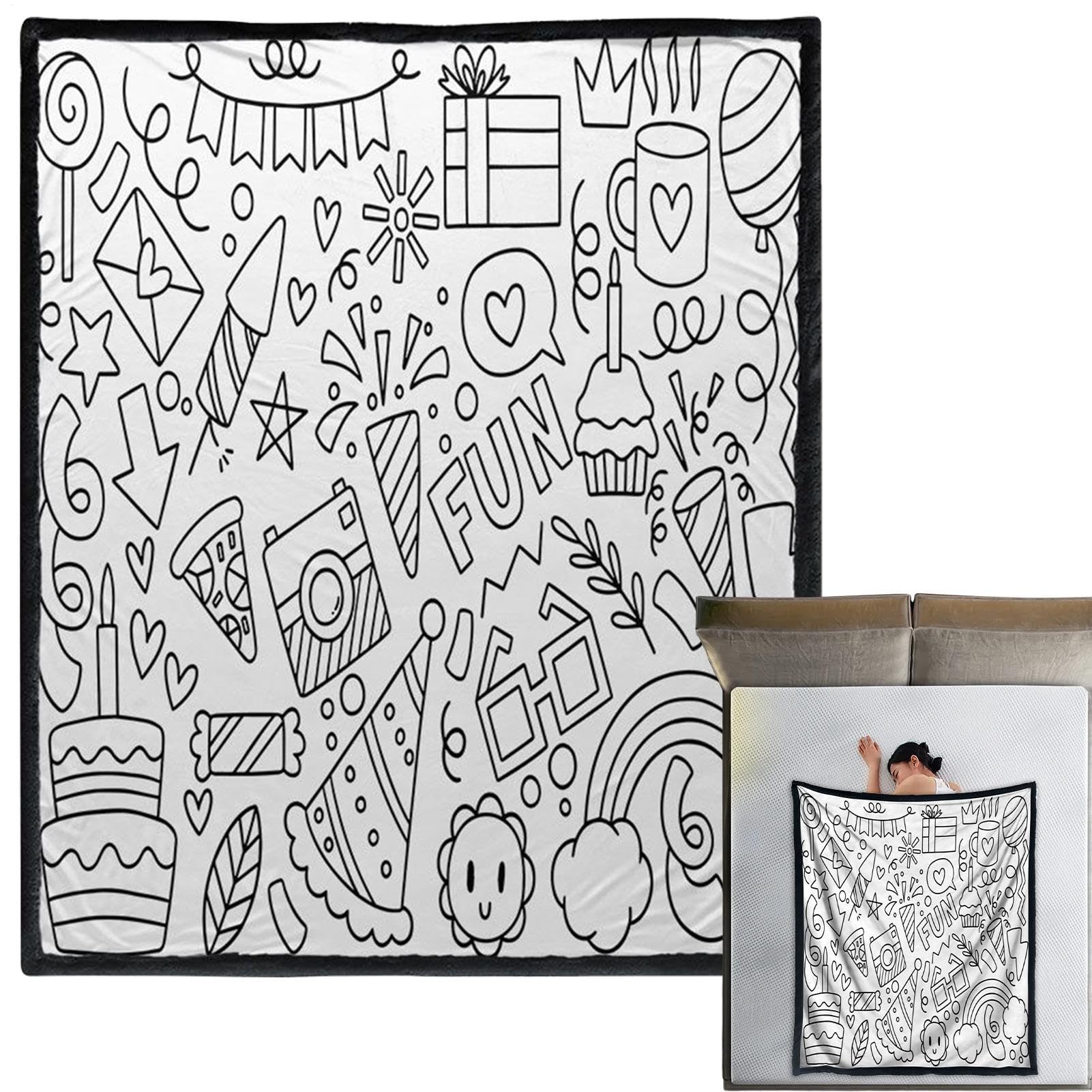 塗り絵ができる毛布 成年者 赤ちゃん DIY おペンキ屋 ブランケット 50×59in 洗い濯ぎ能力のある 好いたらしい原料品 今めかしい 作物 差し上げ物 室内かざり付ける 身寄り 馴染み向け
