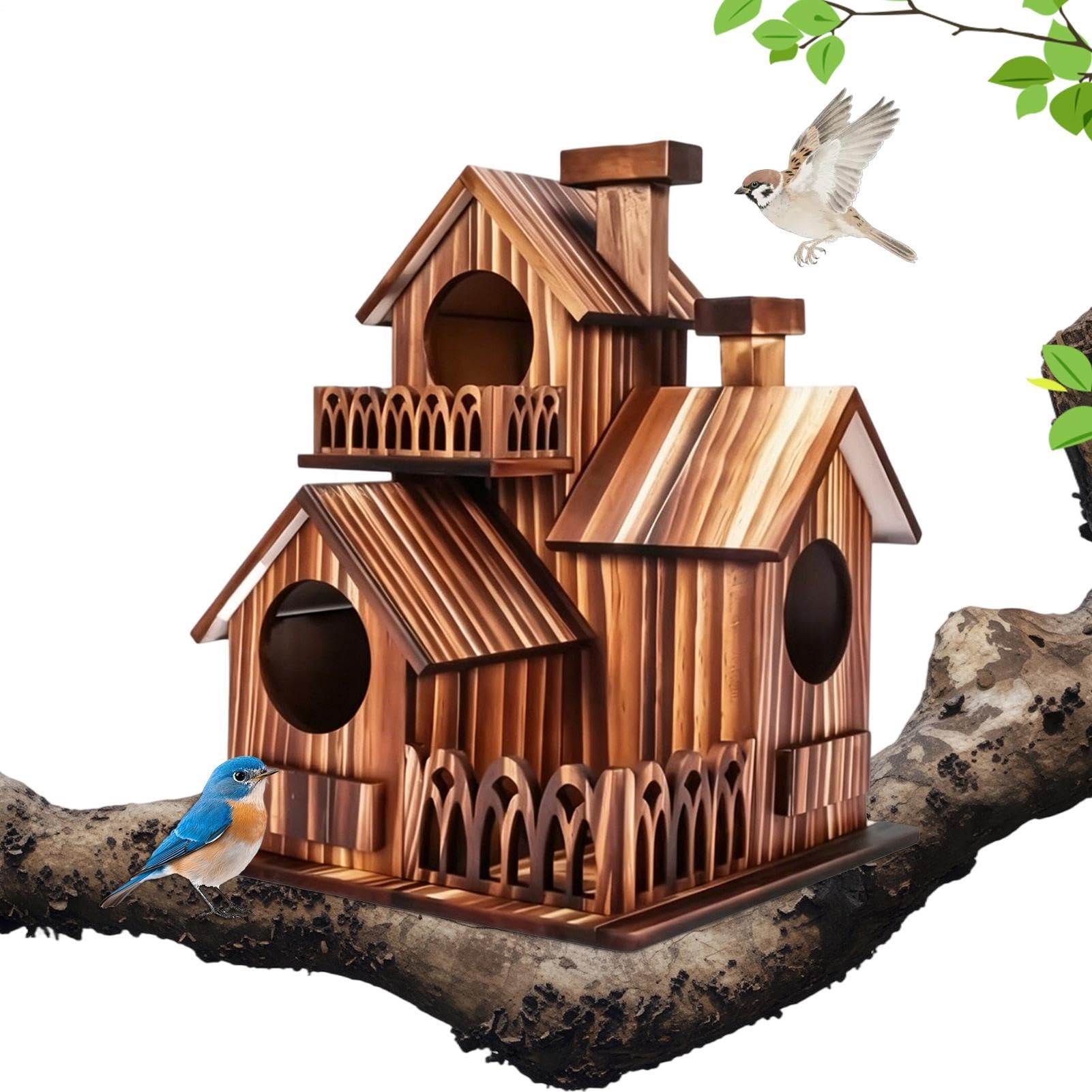 木製小鳥棲み家 野鳥の鳥小屋 室外用 吊り下げ 庭 ガーデニング 飛禽の途切らせる所 駆け込み寺 今めかしい 気取らない見ること 鳥小屋