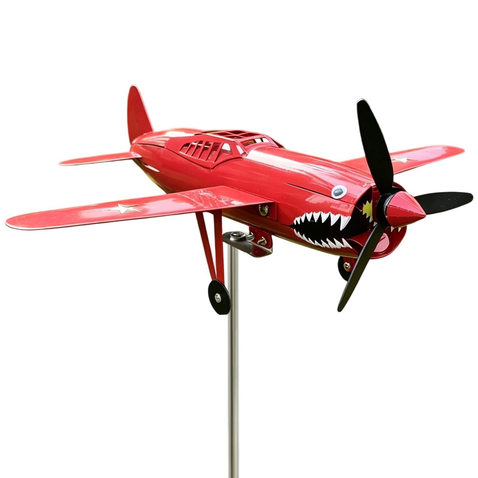 ウィンドスピナー 庭園用 航空機 風力タービン ガーデニング 雑貨 今めかしい 飾りつけ 室外 金属元素製 シャークマウス 推進器 レトロ 庭 回廊 かざり付ける 飾りつけ