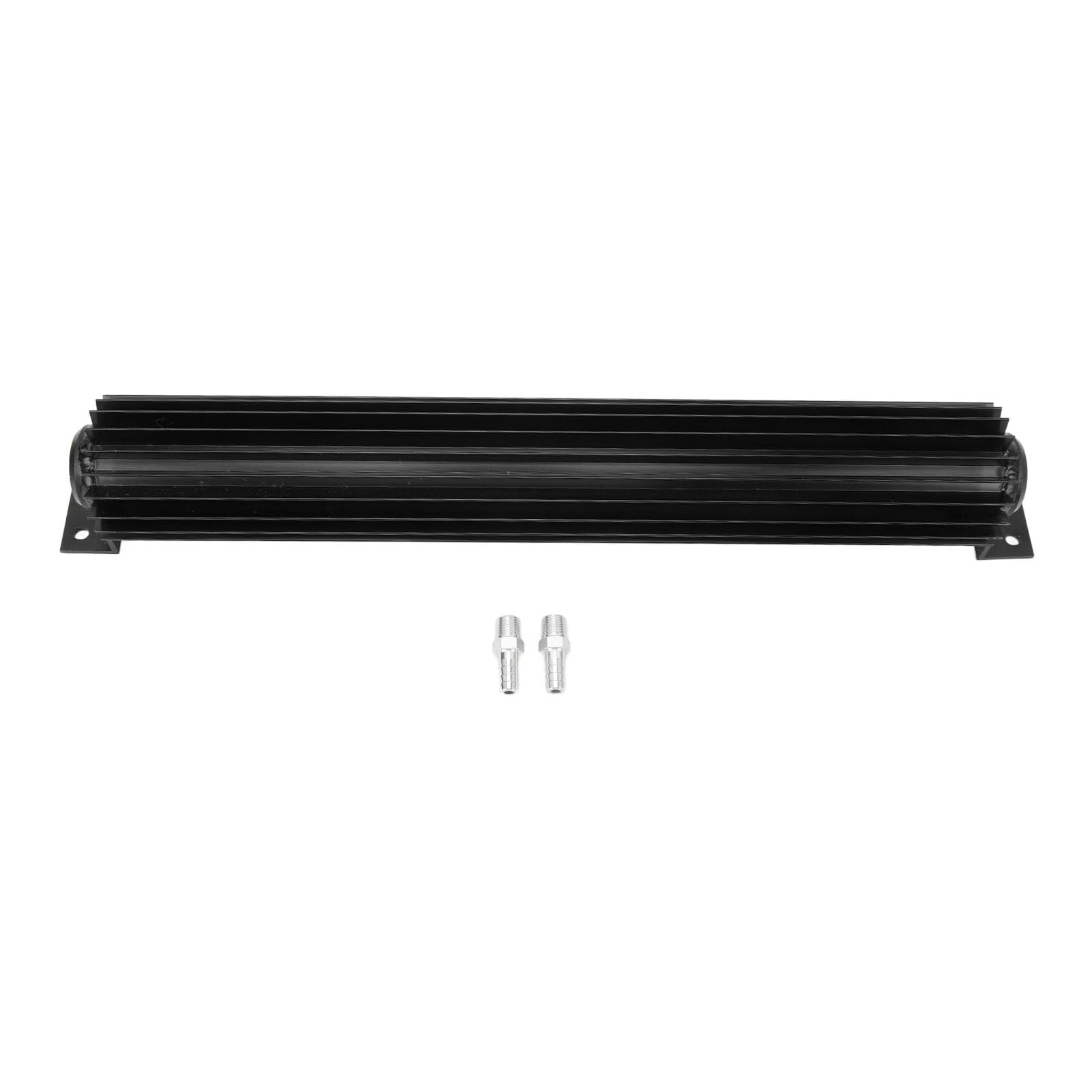 トランスミッションオイルクーラー 汎用 デュアル通り手形 軽銀製 フィン型 冷やかす器 黒いこと 1/4inあと継ぎ付き添い人 車 貨物自動車用