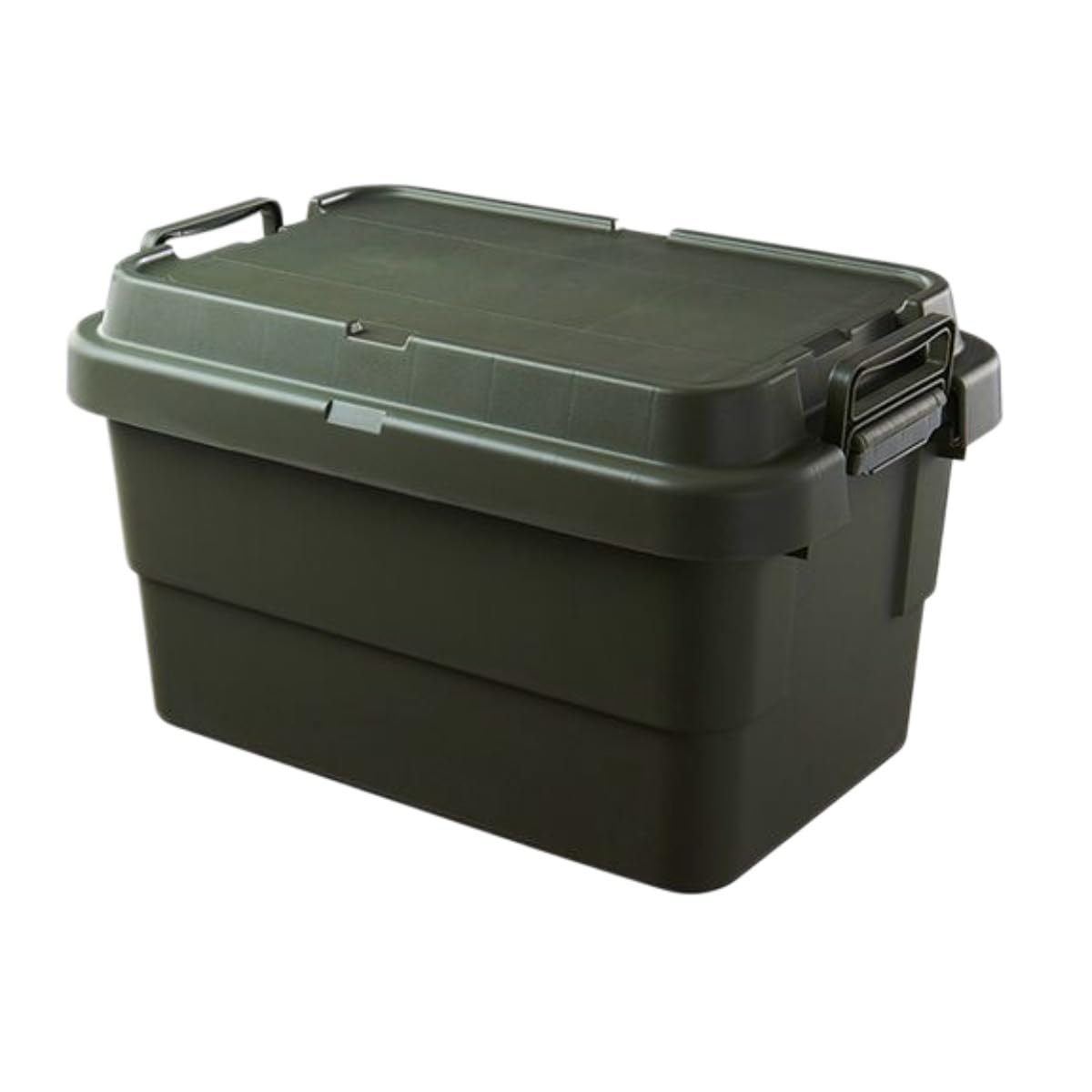 納めるボックス席 50L 手ごわい フタ付き添い人 入れものボックス席 アウトドア 難民キャンプ トランクカーゴ 腰かけ入れ代わり 車載 納める入れもの 今めかしい 乾荒原緑であること