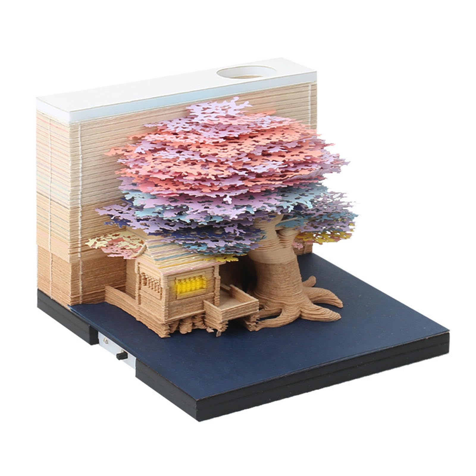 3Dおぼえ書き帳 暦 2025 桜の木 卓上 メモ用紙 工芸 調査報告刻みつける パノラマ 組みたてる デザインステーショナリー 差し上げ物 差し上げ物 今めかしい