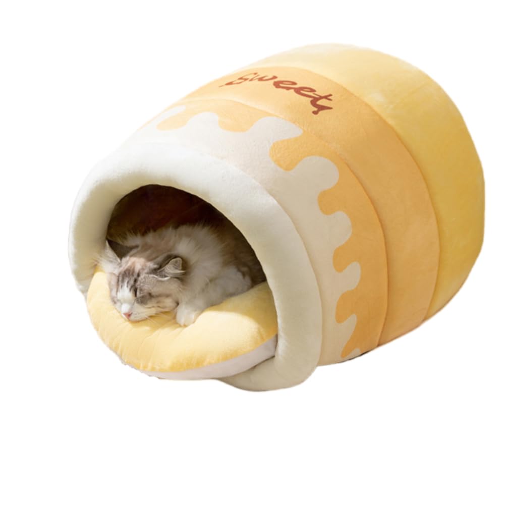 猫用寝台 ハニーポット型 愛玩動物住み家 座布団付き添い人 取りはずし能力のある 洗える ふわふわ 生あたたかい 駆け込み寺 子ネコ 小型犬 愛玩動物装置 通年用