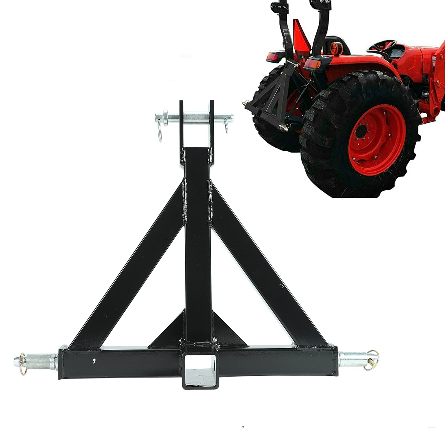 3尖んがりヒッチ トラクタ用 アダプタ 2in レシーバーヒッチ 農機具 持ちはこぶ用 範疇1相応う かかわり合い金具 引っ張ること 手ごわい スチール写真製 黒いこと