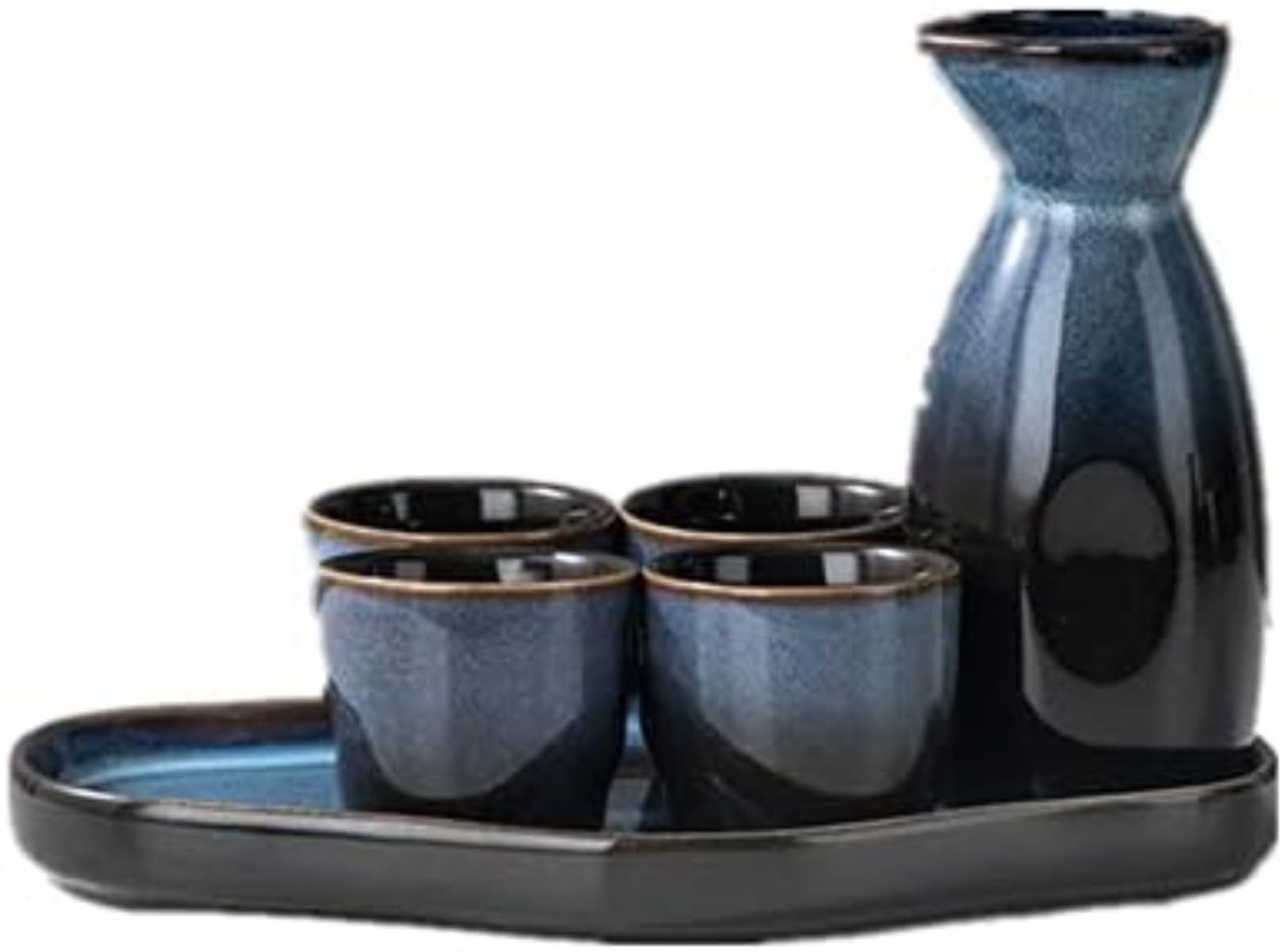 和酒徳利セット セラミック酒器 保温保冷耐熱ガラス 徳利燗瓶盃 ギフトセット シンプル和食器 食洗機対応 食器セット 酒器 盃 日本酒用 (01,小)｜ゆめのマルシェ企画