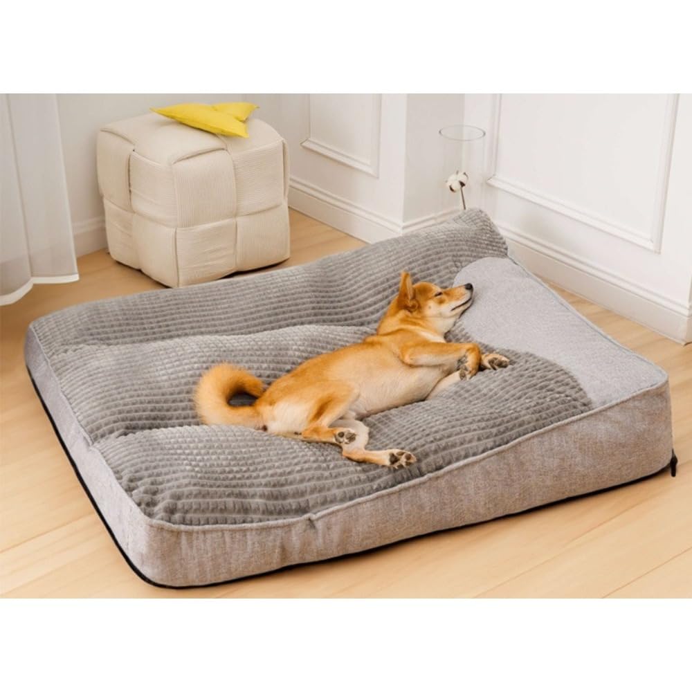 犬用ベッド、ペットベッド、枕付き、猫用、洗える、クッション付き、小、中、大型犬、ソファ、適用、柔軟素材、四季折々、ペットマット、快適な睡眠マット、室内用ベッド (グレー,2-1007521 )｜ゆめのマルシェ企画