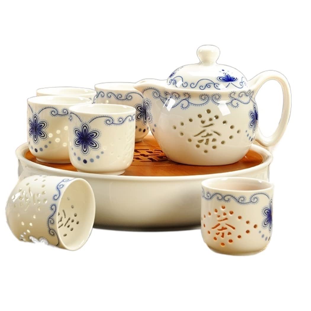茶器セット 中国のティーポットカップセット セラミックティーカップセット ティートレイ付き 中国のコーヒーカップセット ホームオフィス用 湯呑み 急須｜ゆめのマルシェ企画