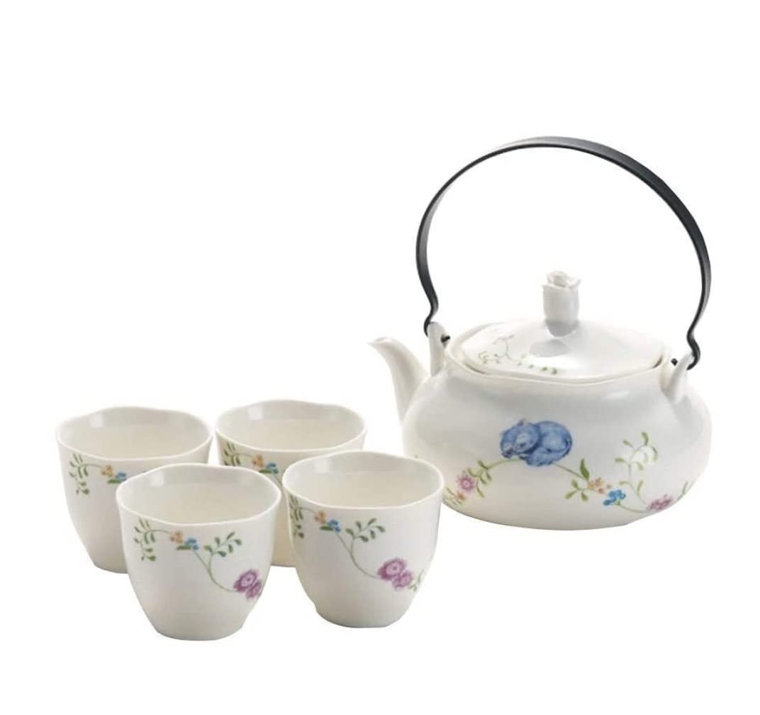 茶器セット 花柄の古典的な中国の白いセラミックティーセット、740のティーポットと4つのティーカップ。 湯呑み 急須()｜ゆめのマルシェ企画