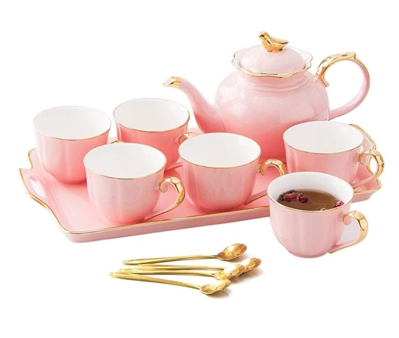 茶器セット 14 個セラミックコーヒーティーセットヨーロピアンスタイルプノンペンカップポットトレイティーカップセットホームキッチン用品箸置き 湯呑み 急須()｜ゆめのマルシェ企画