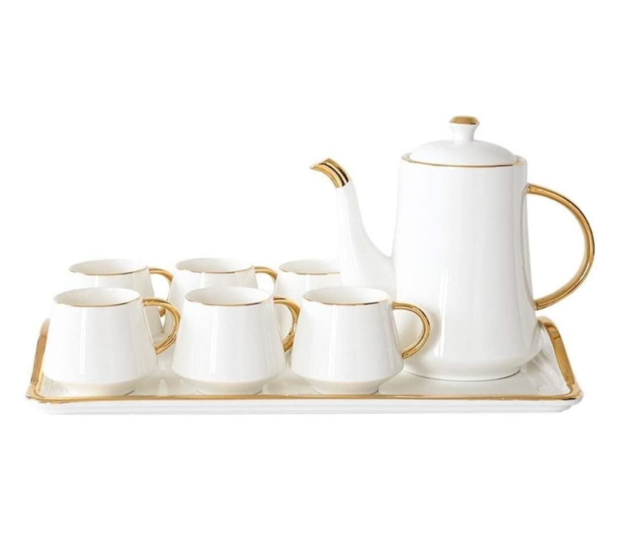 茶器セット 8 個ティーセットヨーロピアンスタイル釉磁器ティーサービスカップとコーヒートレイアフタヌーンティー箸置きコーヒーセット 湯呑み 急須()｜ゆめのマルシェ企画