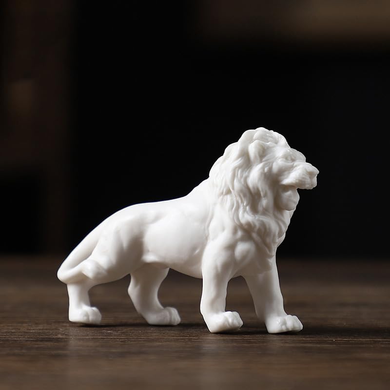 セラミック装飾品 ライオン 白磁の置物 動物 手作り彫刻飾り 芸術装飾ギフト｜ゆめのマルシェ企画