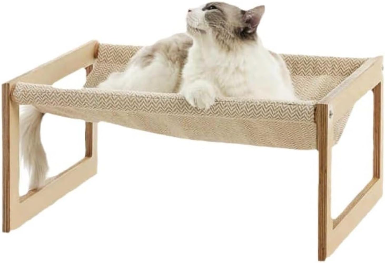 木製猫用ベッド リネン地通気性取り外し可洗え 四季兼用キャットハンモック 小型犬用ペットベッド ペット用｜ゆめのマルシェ企画