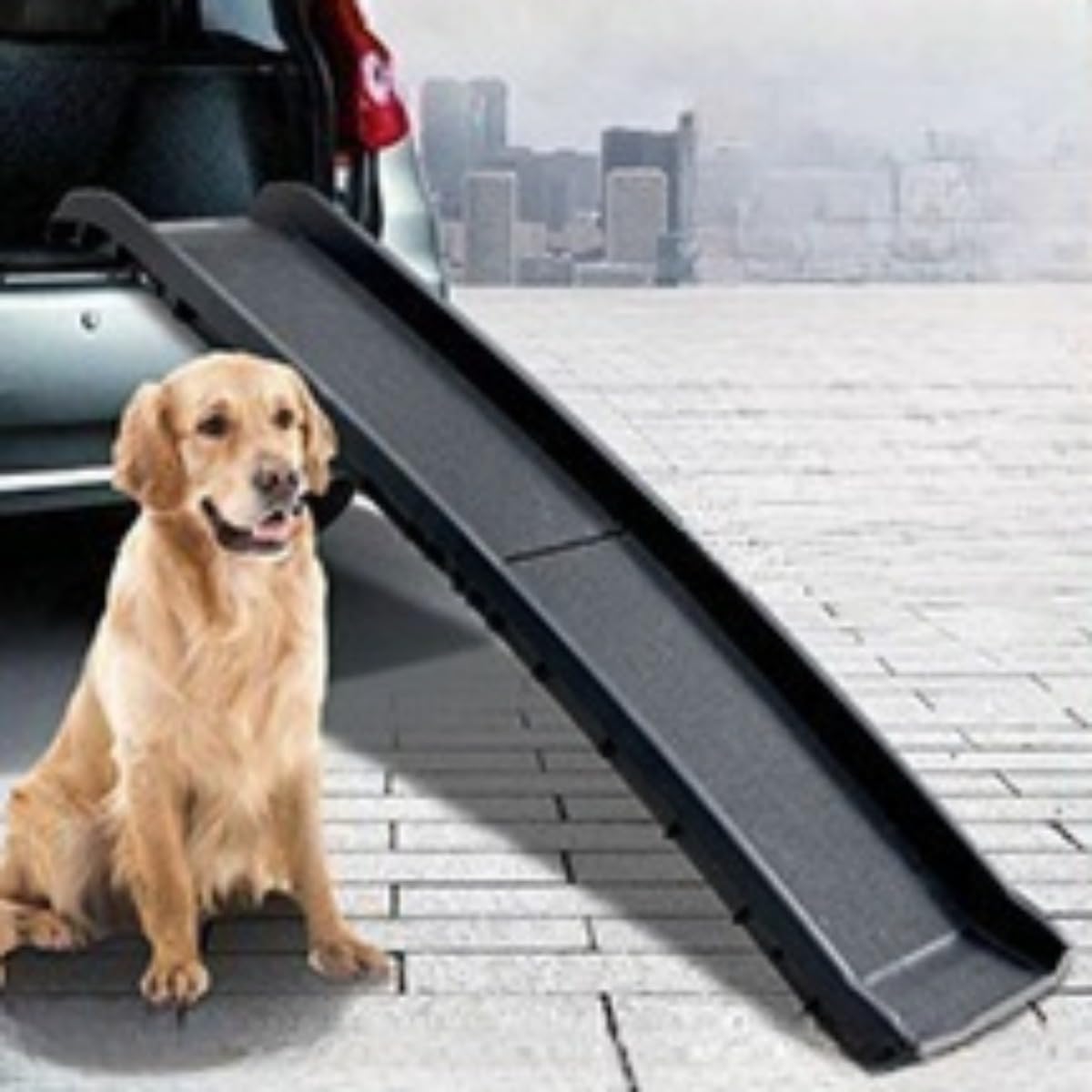 ドッグスロープ ペットステップ 踏み台 ペット用品 折畳み 幅広 耐荷重 耐摩耗 小型犬 中型犬 大型犬 高齢犬 猫 ドライブ 屋外 多用途 使いやすい 日常使用 (2段-107*40.2*4.5,ブラック)｜ゆめのマルシェ企画