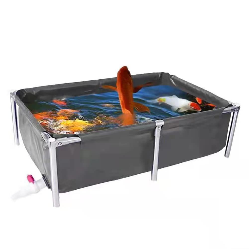 長方形プール キャンバスの魚のいる池 ブラケットで肥厚 アウトドア バルコニー 水産養殖タンク, 安全性 プール、 インストールが簡単 子供用プール、 カスタマイズ可能 (色 : 黒, サイズ : 1.510.5)｜ゆめのマルシェ企画