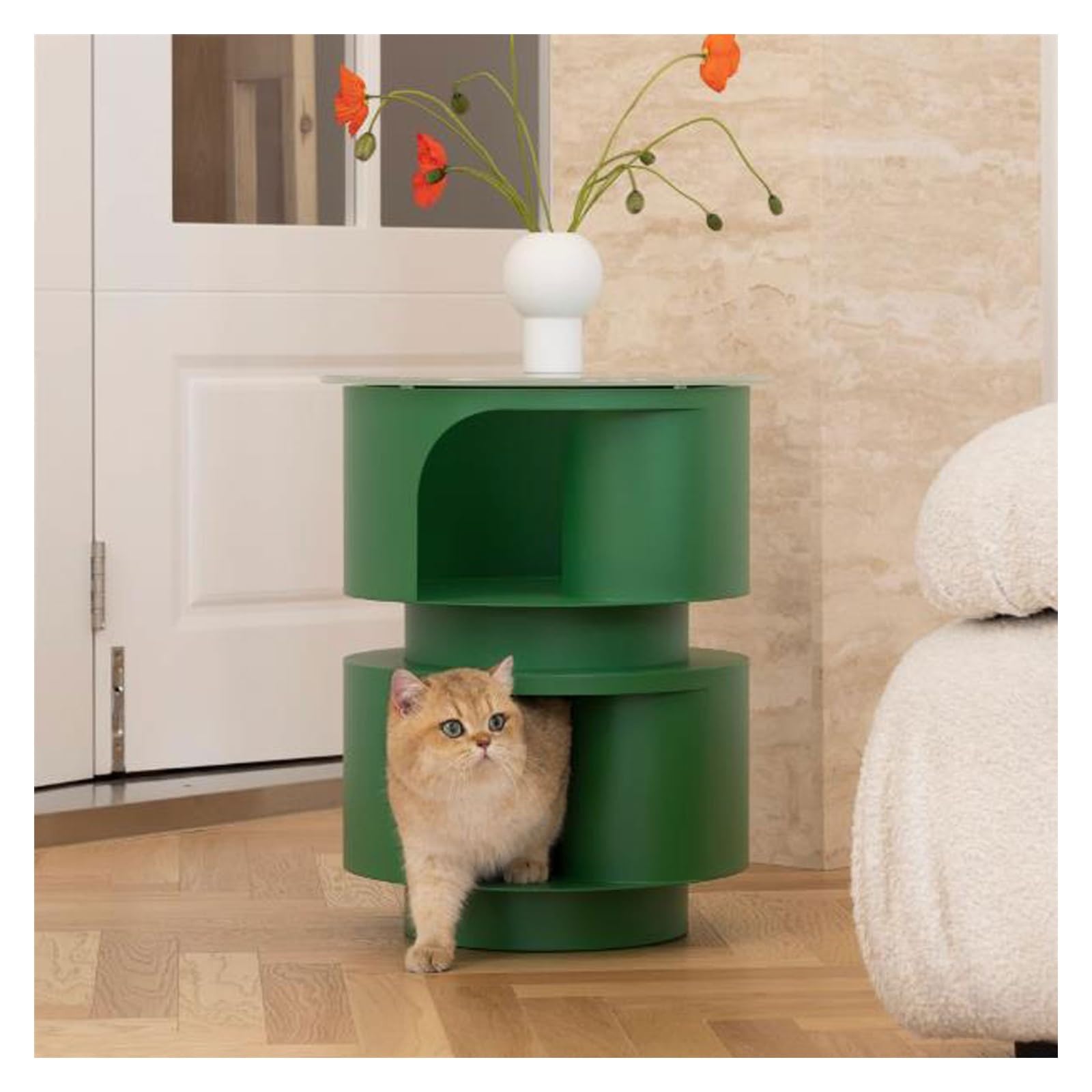 ベッドサイドテーブル 小型エンドテーブル 猫ハウス 猫ベッド付き サイドテーブル ナイトスタンド コーヒーテーブル 猫ベッド付き 猫用コンドミニアム リビングルーム 寝室 バルコニー 家族やオフィス用エンドテーブル|ゆめのマルシェ企画