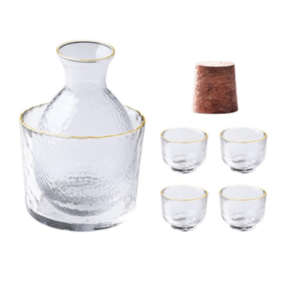 和酒器 酒グラス 酒器セット 木製ストッパー付き とっくり おちょこ 冷酒耐熱ガラス 徳利 燗瓶 盃 透明 酒器 ガラス 冷酒器セット ウォッカ酒 キャンプ バー スナック 居酒屋 プレゼント ()｜ゆめのマルシェ企画