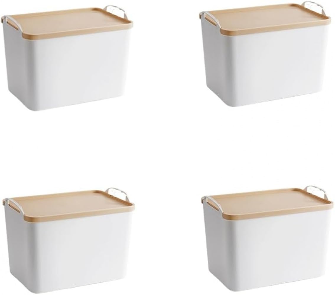 個収納ケース 手提げ付き 茶色蓋付 プラスチック 重ねる 中身が見えない収納ボックス 収納ケース (4)｜ゆめのマルシェ企画